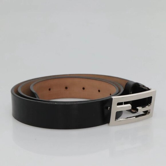 FENDI Belt Leather 41.3"" Black Auth sw412 - Picture 3 of 11